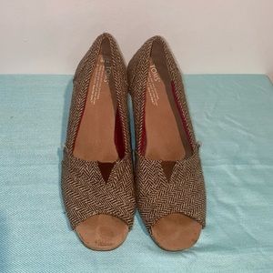 TOMS Michelle Cork Wedge Slip On Shoes (10 Wide)